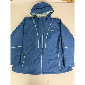 Columbia Thermal Coil Hooded Jacket Women's 3X Blue Winter Coat Insulated